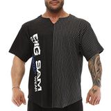 Erkek Oversize Tişört, Pamuklu Kumaş, Aktif Giyim Kısa Kollu Üst, Siyah, XL