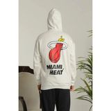 Erkek Oversize Üç Iplik Kapüşonlu Sweatshirt –sırt ve Ön Baskılı, Kanguru Cepli, Rahat Kalıp Maskot Desenli Model - Siyah Beyaz - XL
