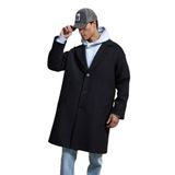 Erkek Oversize Uzun İtalyan Kaşe Kaban Siyah