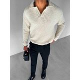 Erkek Oversize Yumuşak Dokulu Örme Kazak Krem - 2XL