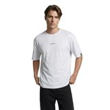 Erkek Oversize%100 Pamuk Bisiklet Yaka Baskılı Tok Kumaş Basic Tişört (Beyaz, 2XL)