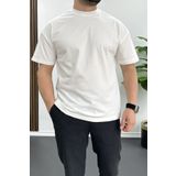 Erkek Oversize%100 Pamuk Nefes Alan Basic T-shirt Ekru Edw038