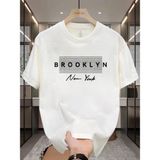 Erkek Pamuk T-Shirt Brooklyn New York Grafik - Beyaz - XL