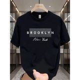 Erkek Pamuk T-Shirt Brooklyn New York Grafik - Siyah - XL