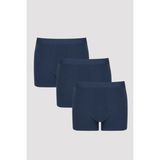 Erkek Pamukl Basic Mavi 3'lü Boxer Külot - İndigo