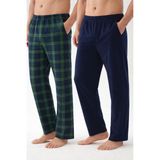 Erkek Pamuklu 2'li Tek Alt Pijama Lacivert - Yeşil