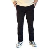 Erkek Pamuklu Chino Pantolon Standart Kalıp Siyah Edw225