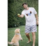 Erkek Pamuklu Köpek Baskılı Cepli Şort Pijama Takımı