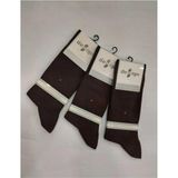 Erkek Pamuklu Naylonsuz Dikişsiz Cotton Çorap 3'lü - Kahverengi - 39 - 42