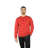 Erkek Pamuklu Önü Logo Desenli Yuvarlak Yakalı Pamuklu Uzun Kollu Kırmızı Sweatshirt 15311839-636