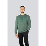 Erkek Pamuklu Önü Logo Desenli Yuvarlak Yakalı Pamuklu Uzun Kollu Yeşil Sweatshirt 15311839-513