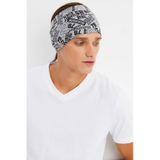 Erkek Pamuklu Penye, Kaymaz, Ultra Hafif, Spor Geniş Saç Bandı Bandana Buff - Tek Ebat / Gri Gri