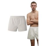Erkek Pamuklu Poplin Boxer, Tekli Paket, Kırık Beyaz, % 100 Pamuklu Poplin Kumaş