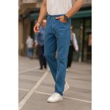 Erkek Pamuklu Yüksek Bel Bol Mavi Baggy Kot Pantolon - Dropsuz - 36