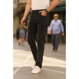 Erkek Pamuklu Yüksek Bel Bol Siyah Baggy Kot Pantolon - Dropsuz - 33