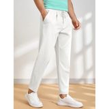 Erkek Pantolon Beli Lastikli Jogger Pantolon Cepli Fit Pantolon Erkek-Jogger - Beyaz - M