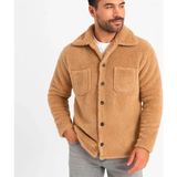 Erkek Pelüş Polar Hırka Gömlek – Yakalı, Ilik Düğmeli, Göğüs Cepli, Yumuşak Dokulu Kışlık Regular Fit Rahat Günlük Model - Açık Kahve - 2XL - Açık Kahverengi