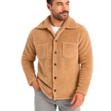 Erkek Pelüş Polar Hırka Gömlek – Yakalı, Ilik Düğmeli, Göğüs Cepli, Yumuşak Dokulu Kışlık Regular Fit Rahat Günlük Model - Açık Kahve - 2XL