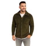 Erkek Pelüş Polar Hırka Gömlek – Yakalı, Ilik Düğmeli, Göğüs Cepli, Yumuşak Dokulu Kışlık Regular Fit Rahat Günlük Model - Haki - XL