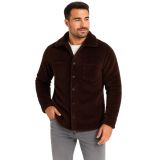 Erkek Pelüş Polar Hırka Gömlek – Yakalı, Ilik Düğmeli, Göğüs Cepli, Yumuşak Dokulu Kışlık Regular Fit Rahat Günlük Model - Kahverengi - XL