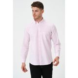 Erkek Pembe Oxford Regular Fit Düz Uzun Kol Gömlek - 2XL - 12E-Pembe
