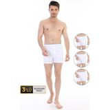 Erkek Penye Beyaz Boxer 805 3'lü Ekonomik Paket - S