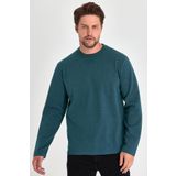 Erkek Petrol Çift Bisiklet Yaka Standart Rahat Kesim Sweatshirt