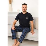 Erkek Pijama Takımı %100 Pamuk Kısa Kollu