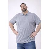Erkek Pike Kumaş Düğmeli Yaka Battal Büyük Beden Günlük Kısa Kol Tişört T-Shirt - Gri