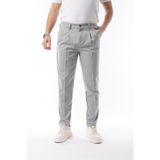 Erkek Pileli Kışlık Pantolon Likralı Kumaş Açık Gri - Slim Fit & Normal Bel