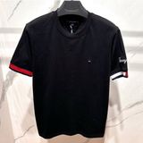 Erkek Pique Bayrak Manşet T-Shirt - Siyah