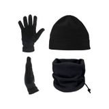 Erkek Polar Bere Boyunluk Ve Polar Eldiven - 3'lü Set Siyah
