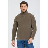 Erkek polar Haki yarım fermuarlı Sweatshirt