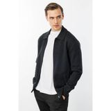 Erkek Polo Yaka Çelik Örgü Yün Ceket K.füme - XL - Koyu Füme