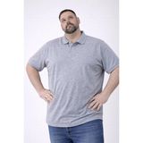 Erkek Polo Yaka Düğmeli Pike Kumaş Tişört Battal Beden Kısa Kol T-Shirt - Gri - XL