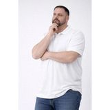Erkek Polo Yaka Düğmeli Tişört Pike Kumaş Battal Beden Kısa Kol T-Shirt - Beyaz - 2XL