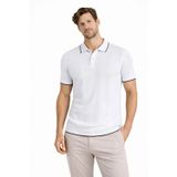 Erkek Polo Yaka Düğmeli Triko Tişört Yazlık Dokuma Regular Fit T-Shirt - Beyaz