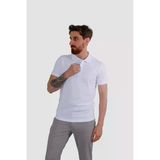 Erkek Polo Yaka Düz Pamuklu Slim Fit Tişört 3225Y-Beyaz