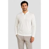 Erkek Polo Yaka Fermuarlı Yün Triko Kazak U008228 Krem - 3XL