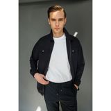 Erkek Polo Yaka Göğsü Cepli Mont Siyah - 2XL - 3XL