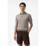 Erkek Polo Yaka Ipek Karışımlı Triko T-Shirt - Yeşil - XL
