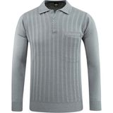 Erkek Polo Yaka Kazak Cepli Desen Çelik Örgü Klasik Kalıp - 5203F - Gri - 2XL