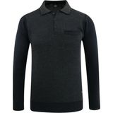 Erkek Polo Yaka Kazak Cepli Desenli Çelik Örgü Klasik Kalıp - 5205F - Lacivert - M