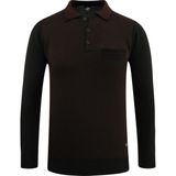 Erkek Polo Yaka Kazak Cepli Desenli Çelik Örgü Klasik Kalıp - 5205F - Siyah - M