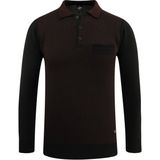 Erkek Polo Yaka Kazak Cepli Desenli Çelik Örgü Klasik Kalıp - 5205F - Siyah - XL