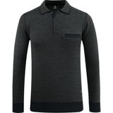 Erkek Polo Yaka Kazak Cepli Desenli Çelik Örgü Klasik Kalıp - 5208F - Lacivert - XL