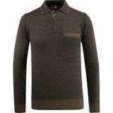 Erkek Polo Yaka Kazak Cepli Desenli Çelik Örgü Klasik Kalıp - 5208F - Vizon - M