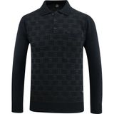 Erkek Polo Yaka Kazak Cepli Kabarmalı Çelik Örgü Klasik Kalıp - 5215F - Lacivert