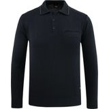 Erkek Polo Yaka Kazak Triko Cepli Çelik Örgü Klasik Kalıp - 5200F - Lacivert - M
