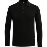 Erkek Polo Yaka Kazak Triko Cepli Çelik Örgü Klasik Kalıp - 5200F - Siyah - 2XL